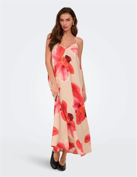 VESTIDO ESTAMPADO ONLY. ROJO